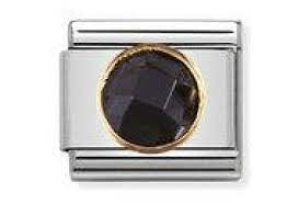 NOMINATION Gold Round Black CZ Charm 030605-011
