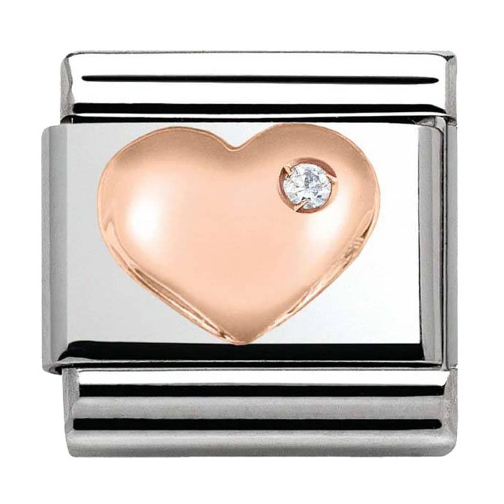 NOMINATION Rose Gold CZ Heart Charm 430305-01