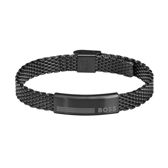 BOSS Gents Alen Black Mesh Bracelet 1580612