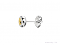 Silver 4mm Citrine Round Earrings