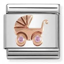 NOMINATION Rose Gold CZ Baby Carrier Charm 430305-06