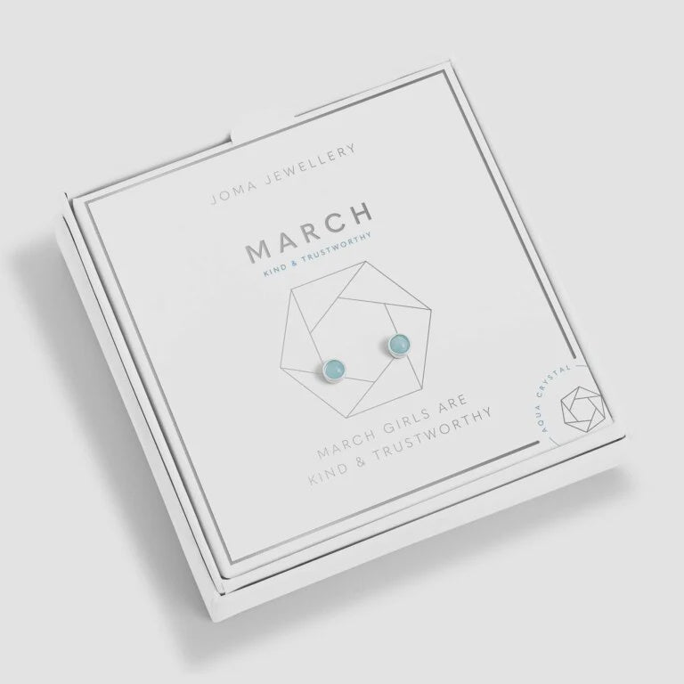 Joma Jewellery March Aqua Crystal Boxed Birthstone Earrings 5530