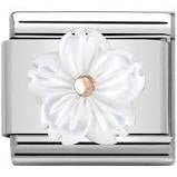 NOMINATION Gold Flower in WHITE MOTHER OF PEAR charm 430510-02