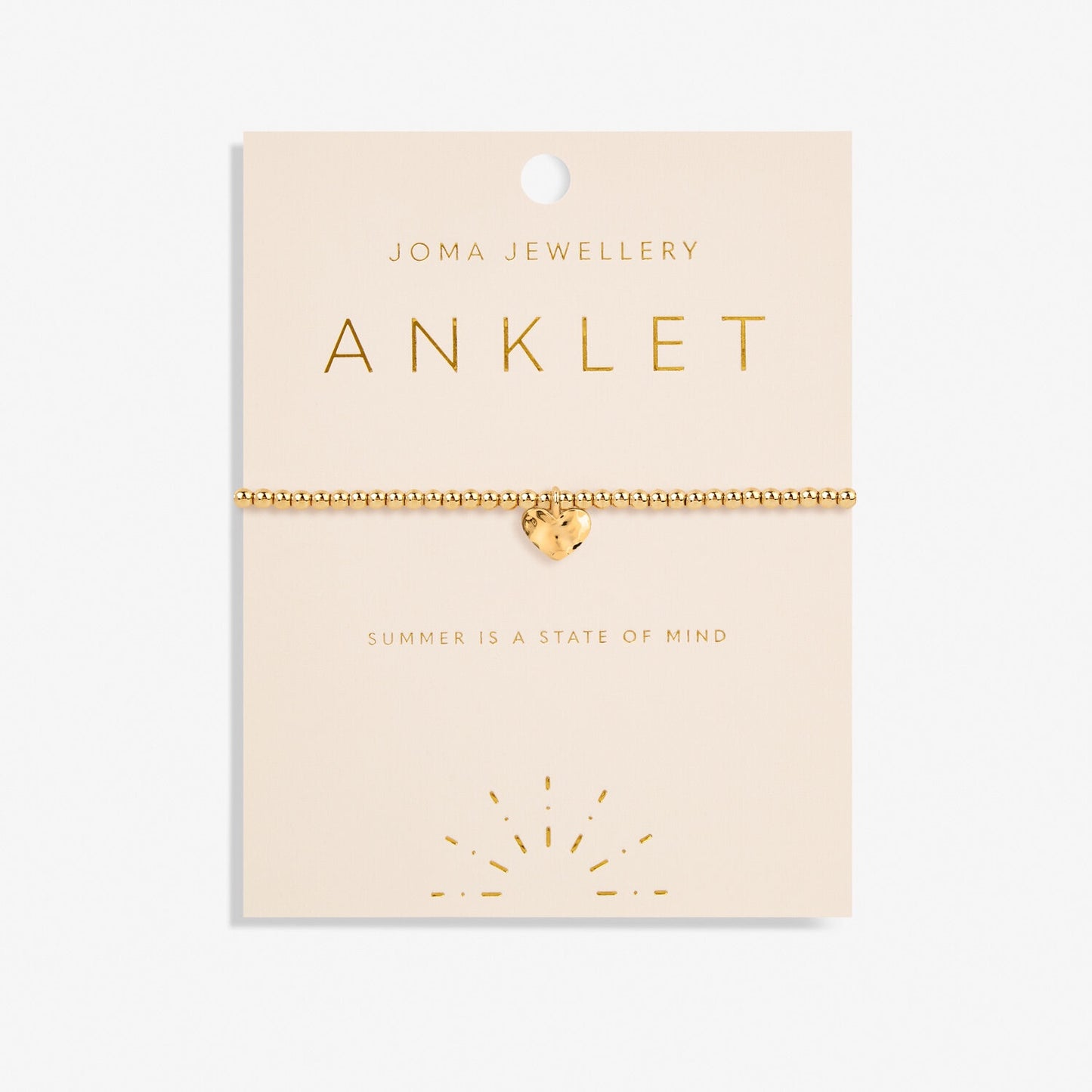 Joma Jewellery Gold Hammered Heart Anklet 5619