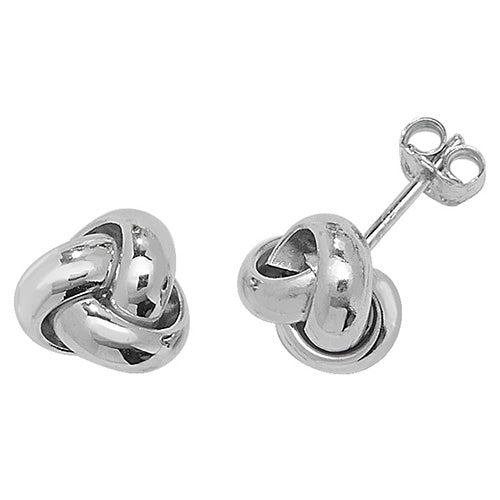 9ct White Gold Knot Stud Earrings