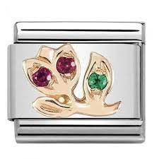 NOMINATION Rose Gold CZ Red Tulip Charm 430305-16