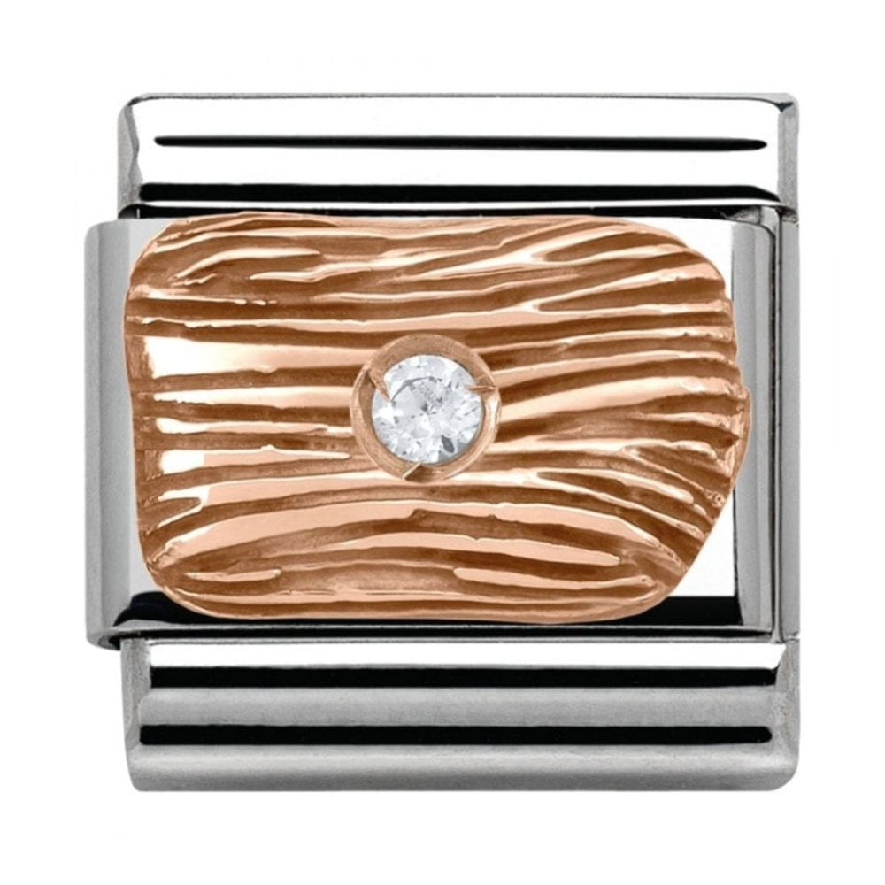 NOMINATION CLASSIC Rose Gold Stone Set Lines Charm 430303/01