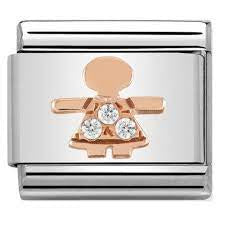 NOMINATION Rose Gold CZ Little Girl Charm 430305-07