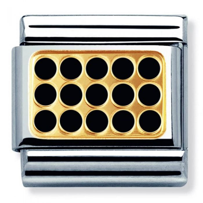 NOMINATION Classic Gold Black Grill Link - Silver/Gold/Black ~ 030280/04