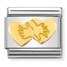 NOMINATION Charm SYMBOLS 18k Gold Hearts Hug