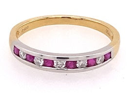 18ct. 11 Stone Ruby & Diamond Half Eternity Ring
