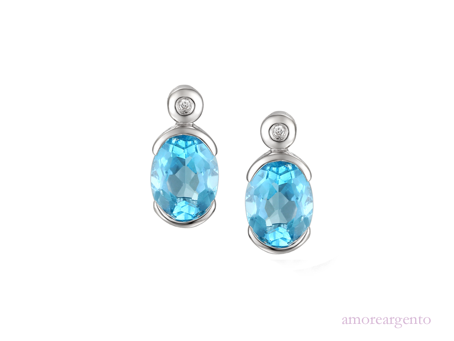 Blue Topaz Oval Earrings