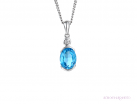 Silver Oval Blue Topaz Necklace