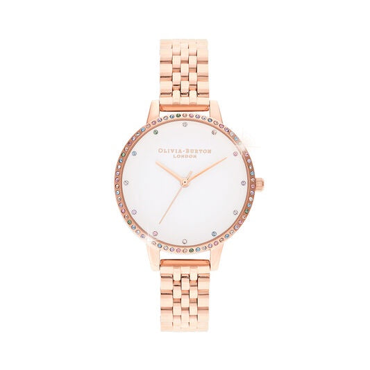 Olivia Burton Rainbow Bezel & Rose Gold Bracelet OB16RB21