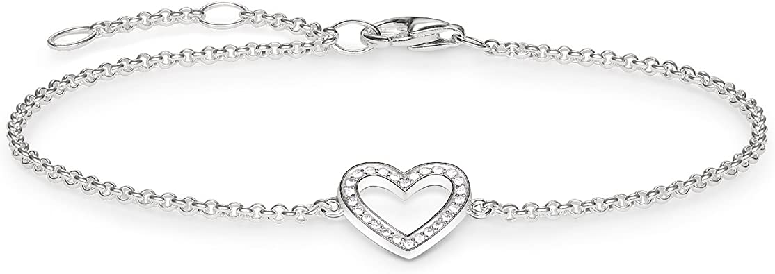 Thomas Sabo Sterling Silver Heart Bracelet A1553-051-14-L19.5V