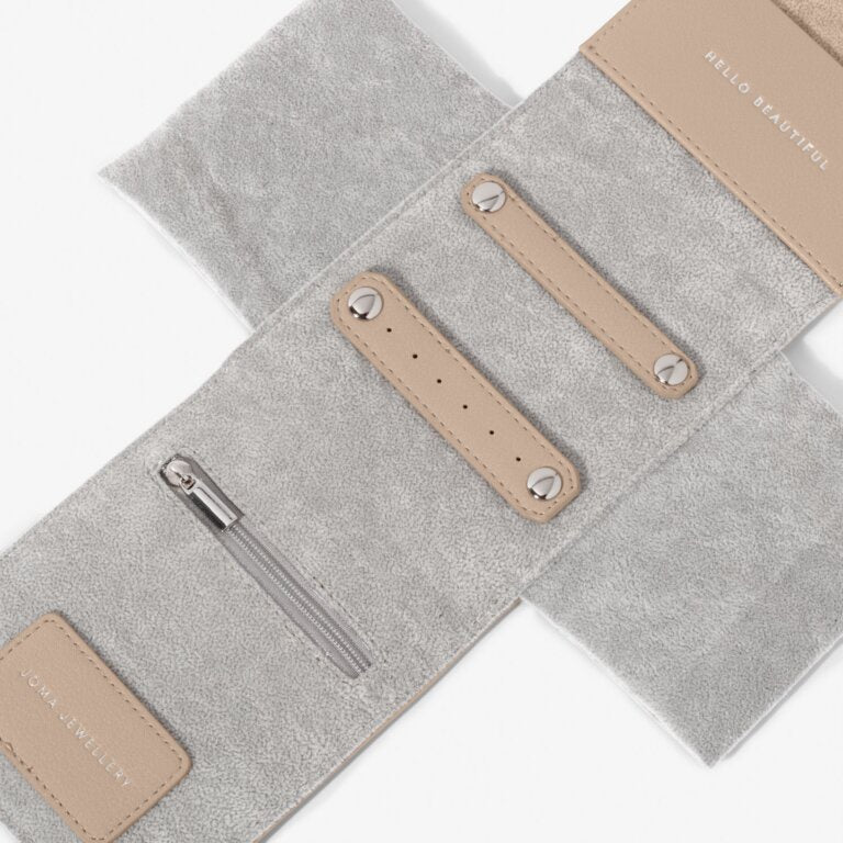 Joma Jewellery Jewellery Roll 'Hello Beautiful' in Soft Tan 6402