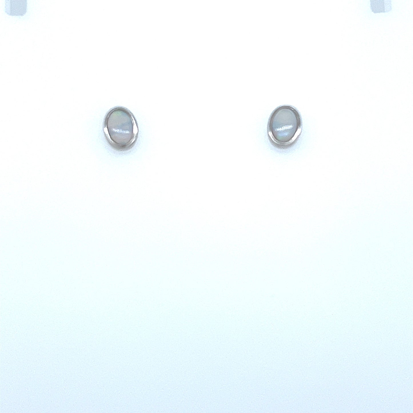 Silver Solid Opal Earrings 6x4mm