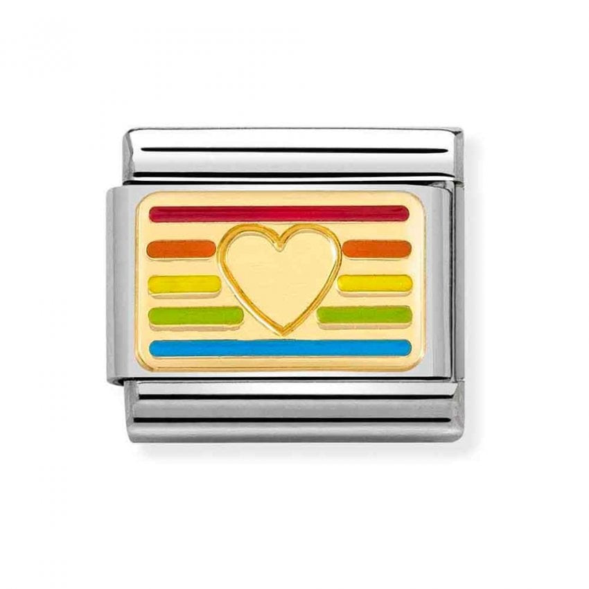 NOMINATION Gold Rainbow HEART flag charm 030263-24