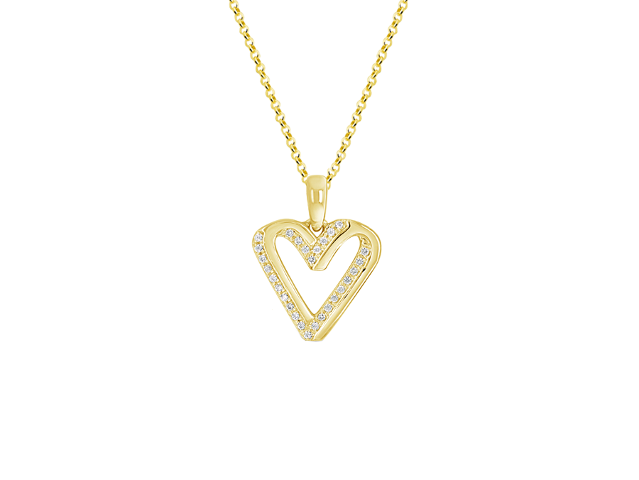 9ct Gold Diamond Heart Set Pendant