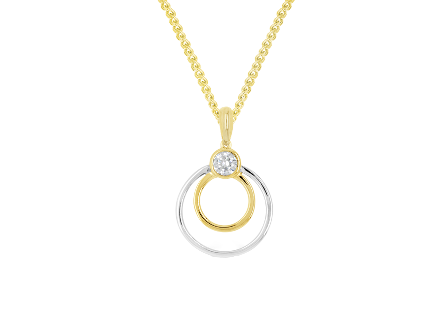 9ct 2 tone Gold 0.20ct Diamond Circles Pendant