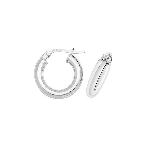 9ct White Gold Hollow 10mm Hoop Earrings
