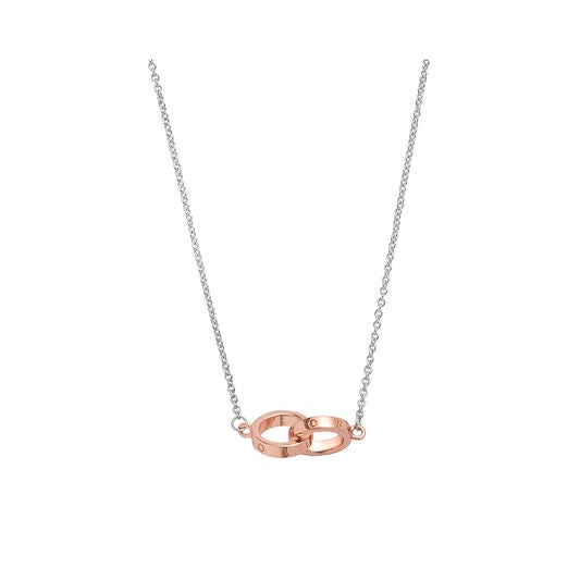 Olivia Burton Interlink Necklace Silver & Rose Gold OBJ16ENN53