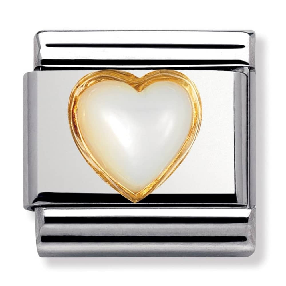 Nomination White Mother of Pearl Heart Charm 030501-12