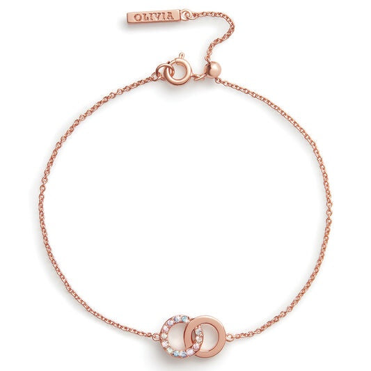Olivia Burton Bejewelled Classics Rainbow Interlink Chain Bracelet Rose Gold OBJRBB03
