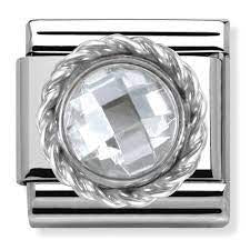NOMINATION White CZ Round Charm 330601-010