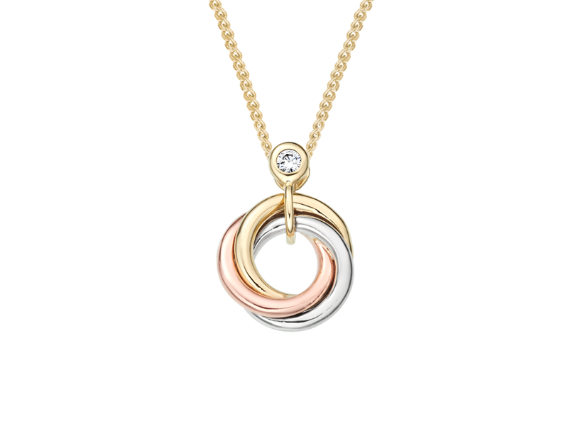 Amore 9ct Yellow, White & Rose Gold Pendant 0.07ct - 7879YWRD