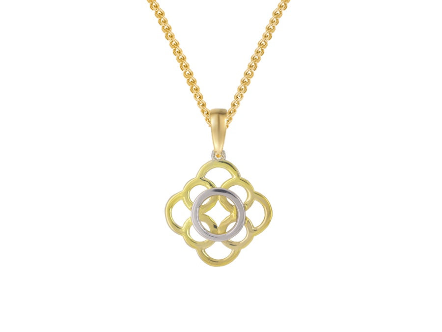 9ct Gold Two Tone Multi Circles Pendant 7902YW