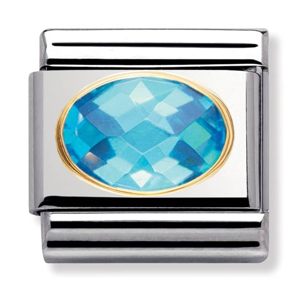 NOMINATION Faceted Gold Light Blue Charm 030601-006