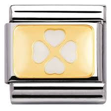 NOMINATION White Four Leaf Clover Charm 030206-31