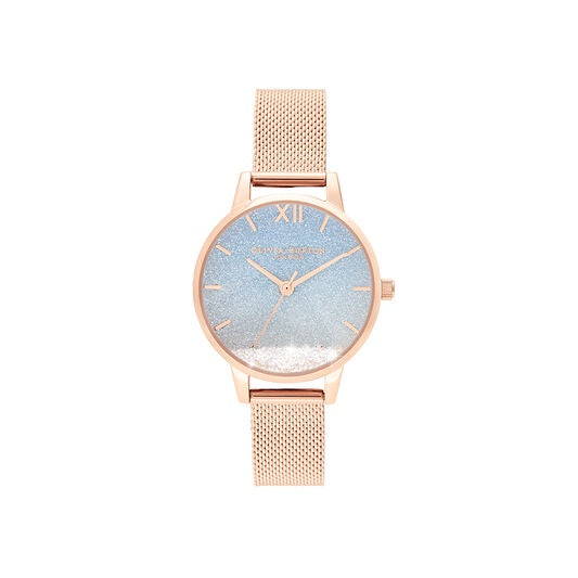 Olivia Burton Wishing Wave Midi Dial Rose Gold Mesh Watch OB16EX204