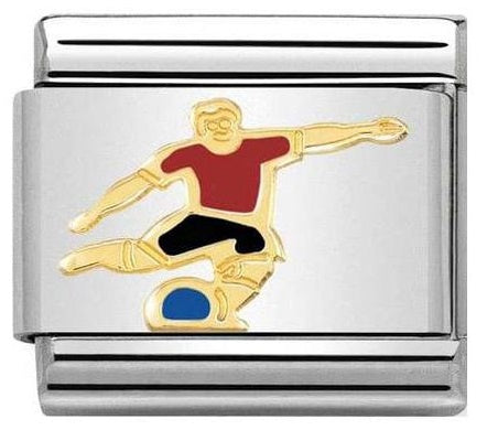 NOMINATION Gold Soccer Player Red Charm 030259-11