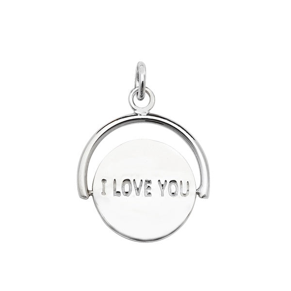 Silver I Love You Spinner Pendant