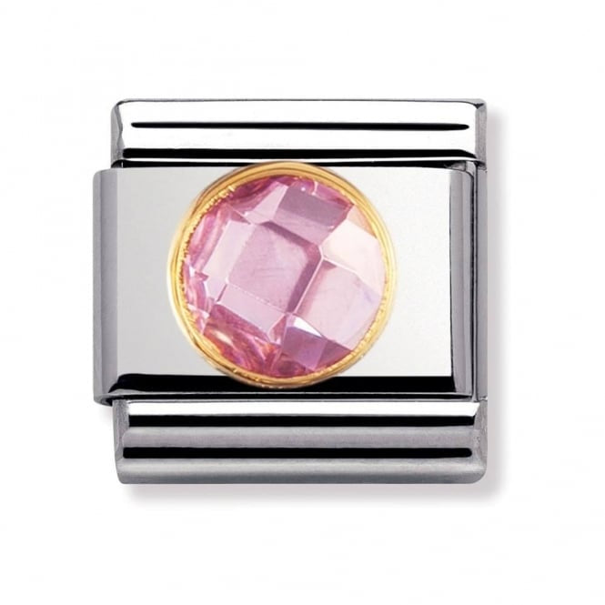 NOMINATION Gold Round Pink CZ Charm 030605-003