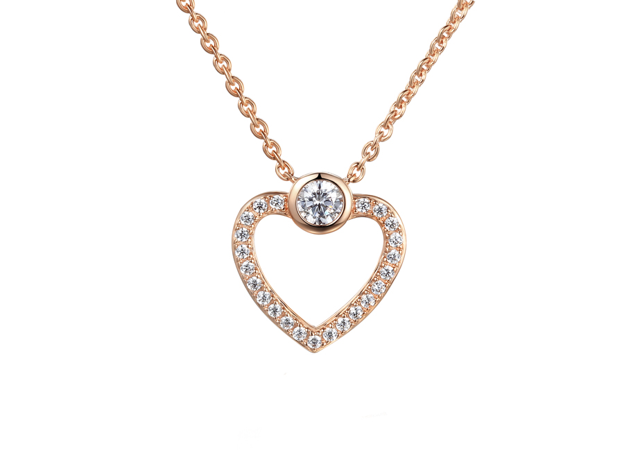 9ct Rose Gold Diamond Heart Necklace