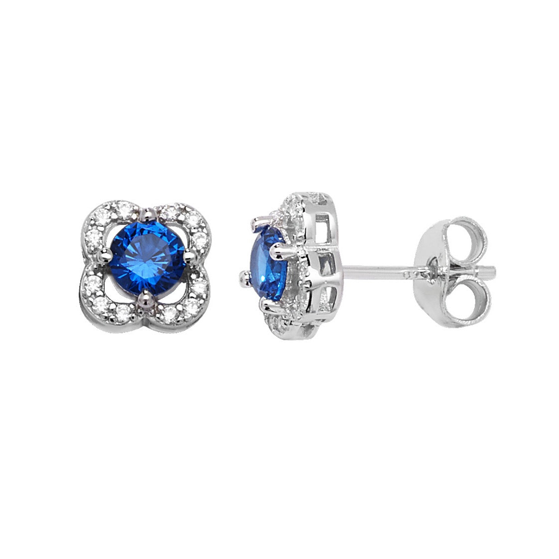 Sterling Silver Blue & White CZ Earrings