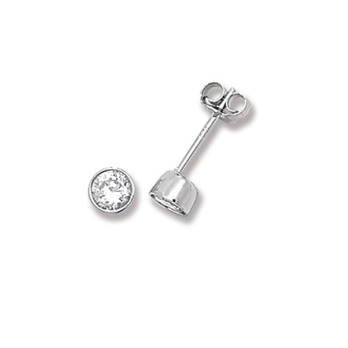 Silver 4mm Stud Rubover Stud Earrings