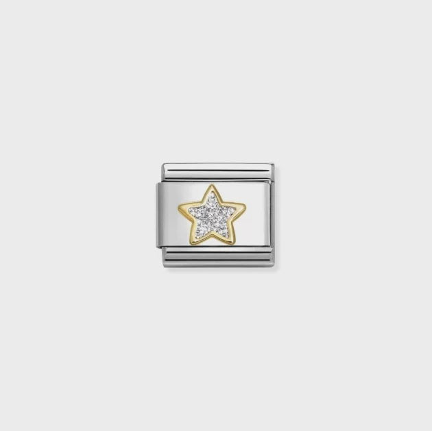 NOMINATION 18k Gold Silver Glitter Star Charm 030220/19