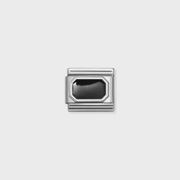 NOMINATION Silver & Enamel Black Rectangle Charm 330206/34