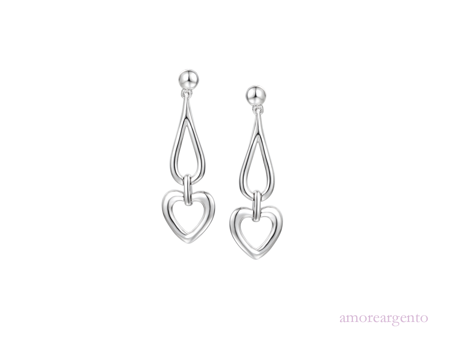 Amore Silver Teardrop Heart Drop Earrings 9024SIL