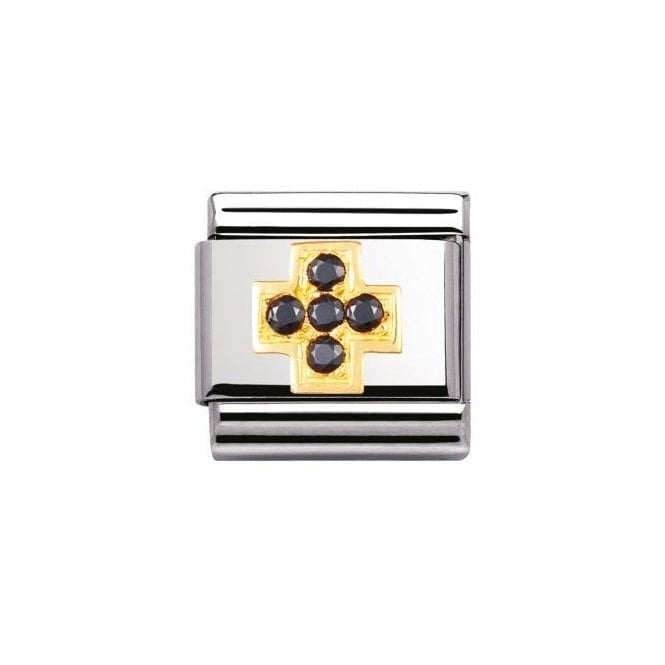 NOMINATION Composable Classic Daily Life Gold Zirconia Black Cross Link 030307/10