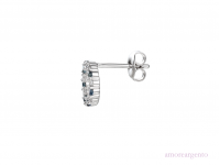 Silver Sapphire & CZ Circle Earrings