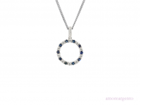 Silver Sapphire CZ Circle Pendant