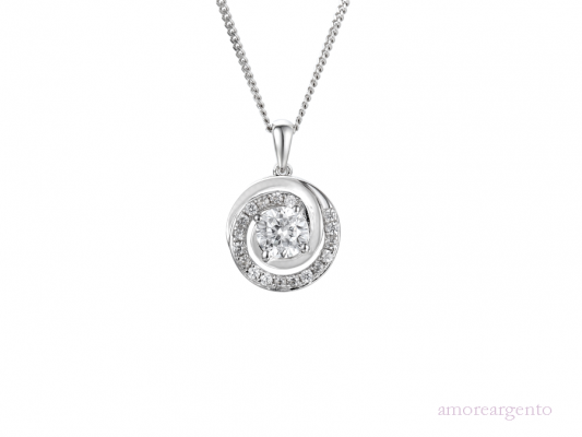 Silver CZ Round Cluster Pendant