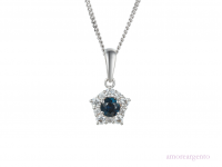 Silver Sapphire & CZ Necklace