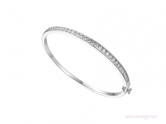 Silver Channel Set Bangle