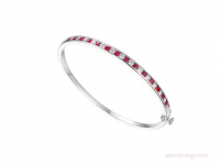 Silver Ruby & CZ Channel Set Bangle